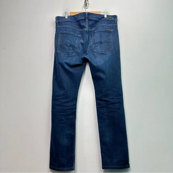 7fam The Straight Lux Performance Dark Wash Jeans Size 36 - Picture 4 of 8